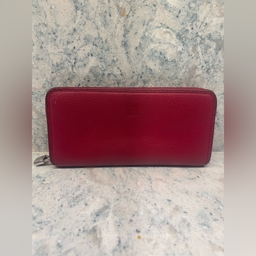 Loewe Wallet Long Wallet/Round Zipper Amazona Goatskin Bordeaux